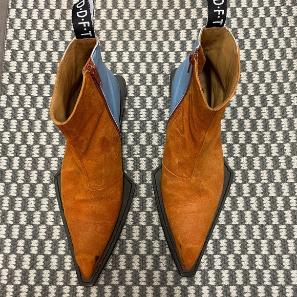 Fluevog Bowie Swordfish Ankle Boot - Orange and Blue - Picture 4 of 7